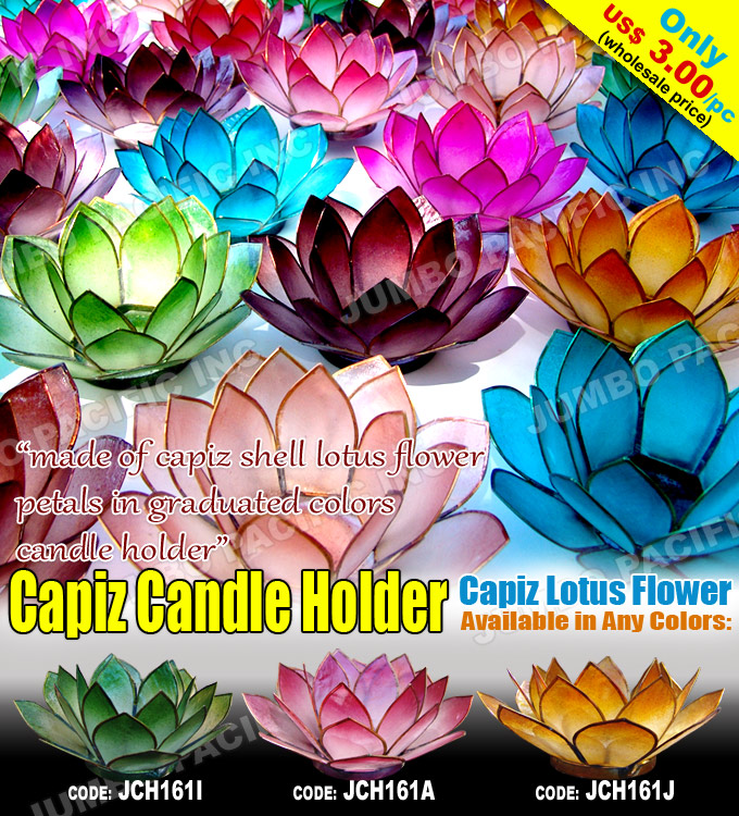 Capiz Shell Pink Flamingo Lotus Flower Holder free tea light candle OM Gallery 